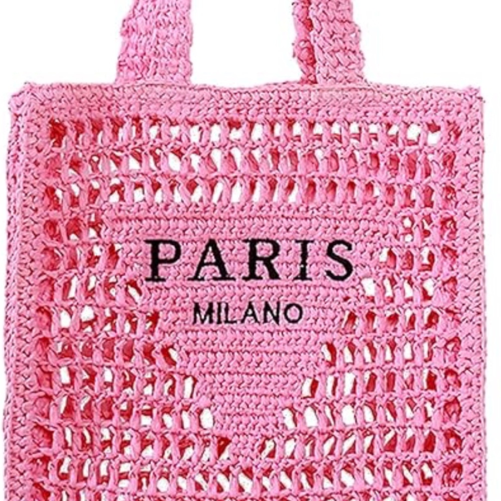 Pink Paris Crochet Tote Bag